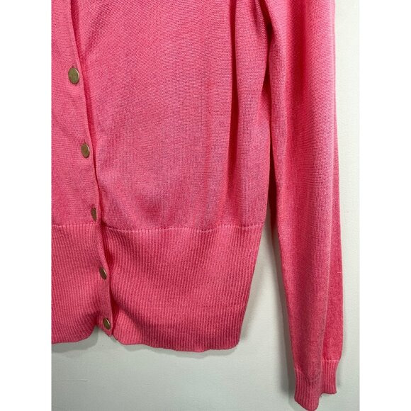 Worthington Sweater Cardigan Womens L Button Up Coral Lightweight Gold Buttons - Picture 6 of 7